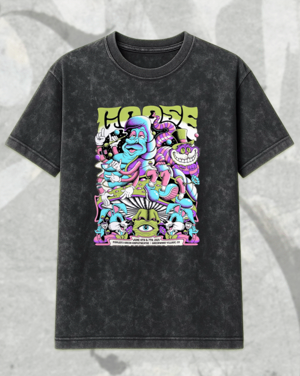 Goose 2025 Acid Wash Shirt or Hoodie – Greenwood Village Colorado Poster Merch (June 6–7 Fiddler’s Green Amphitheatre)