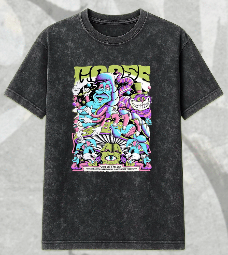 Goose 2025 Acid Wash Shirt or Hoodie – Greenwood Village Colorado Poster Merch (June 6–7 Fiddler’s Green Amphitheatre)