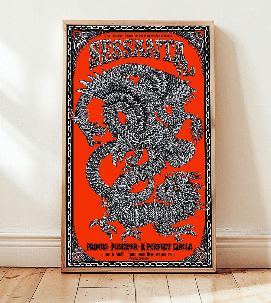 Sessanta V2.0 Maynard James Keenan 61st Birthday Poster – Emek Dragon Canvas Print, June 6 2025 Cascades Amphitheater Decor