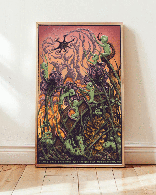 Cascades Amphitheater June 6 2025 Alien Poster – Psychedelic Concert Canvas Print, Ridgefield WA Merch Booth Exclusive