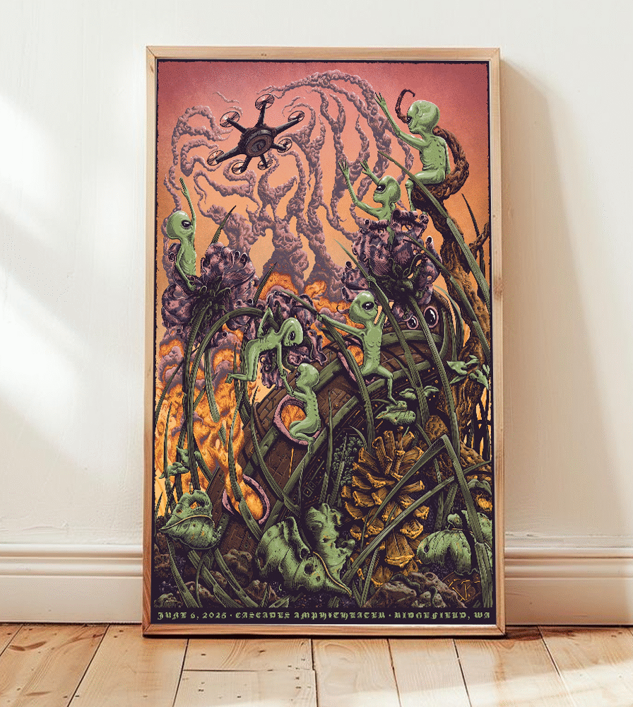 Cascades Amphitheater June 6 2025 Alien Poster – Psychedelic Concert Canvas Print, Ridgefield WA Merch Booth Exclusive