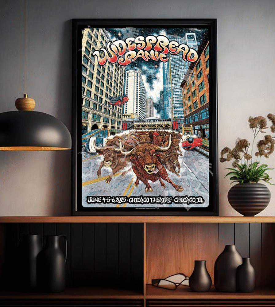Widespread Panic Chicago 2025 Tour Poster Canvas – Chicago Theatre June 4–6 by Nathaniel Deas – Home Decor Wall Art