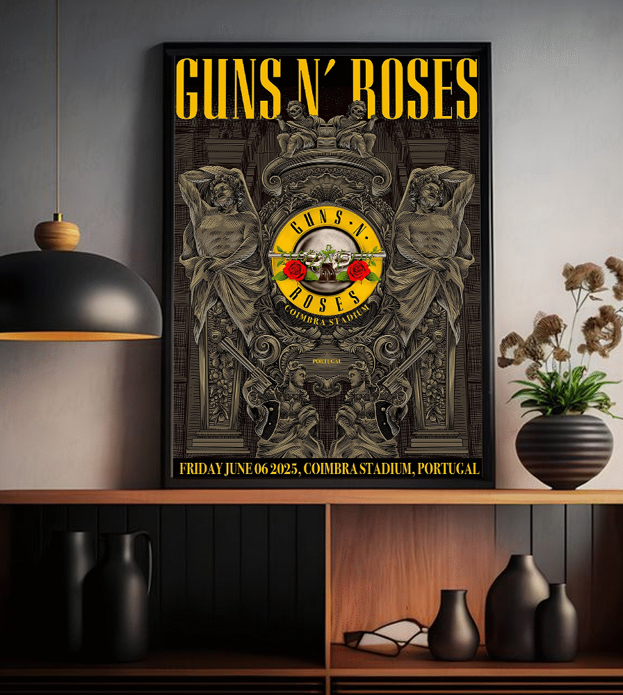 Guns N' Roses Coimbra Stadium Concert Poster – June 6, 2025 Portugal Tour Canvas Print