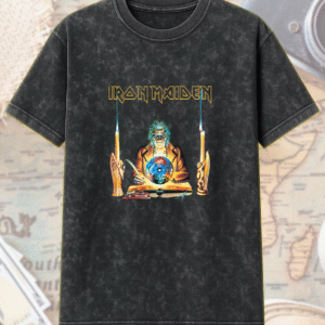 Iron Maiden 2025 Acid Wash Shirt or Hoodie – Run For Your Lives Tour w/ Clairvoyant Eddie Two-Sided Print