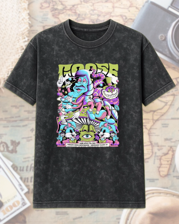 Goose 2025 Acid Wash Shirt or Hoodie – Greenwood Village Colorado Poster Merch (June 6–7 Fiddler’s Green Amphitheatre)