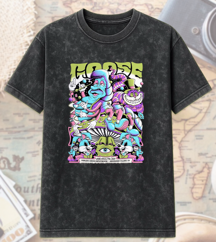 Goose 2025 Acid Wash Shirt or Hoodie – Greenwood Village Colorado Poster Merch (June 6–7 Fiddler’s Green Amphitheatre)