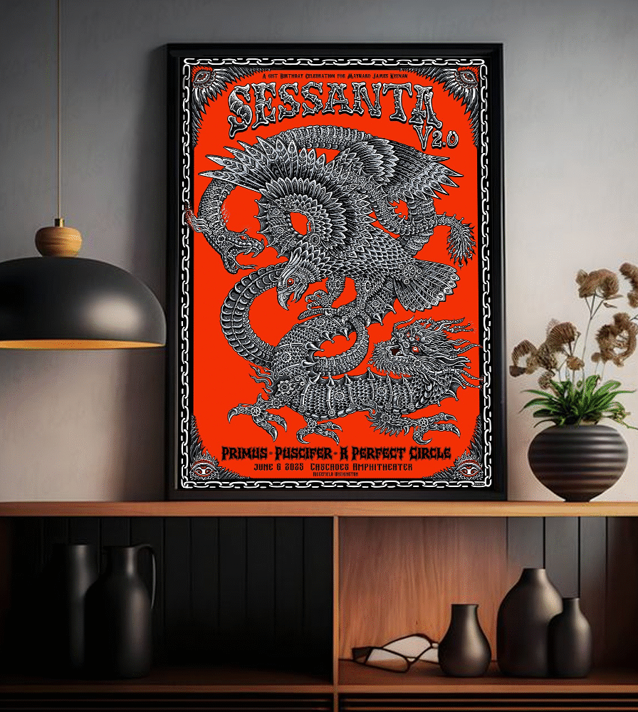 Sessanta V2.0 Maynard James Keenan 61st Birthday Poster – Emek Dragon Canvas Print, June 6 2025 Cascades Amphitheater Decor