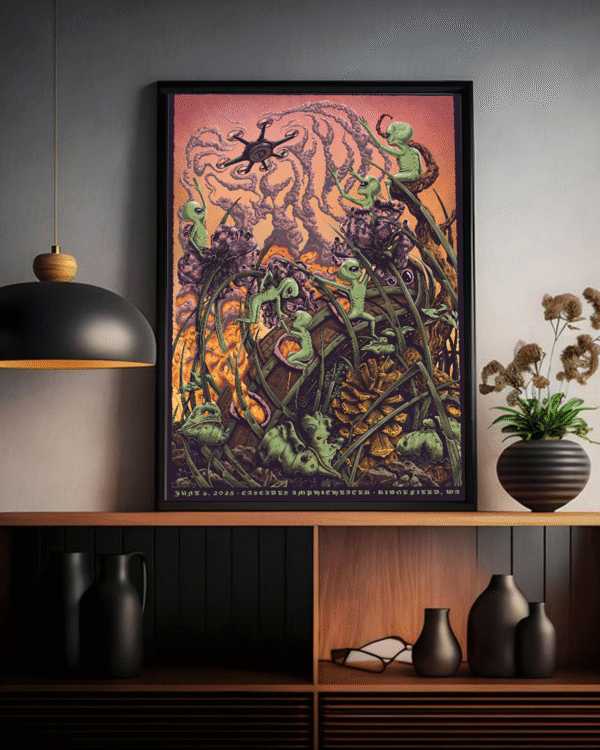 Cascades Amphitheater June 6 2025 Alien Poster – Psychedelic Concert Canvas Print, Ridgefield WA Merch Booth Exclusive