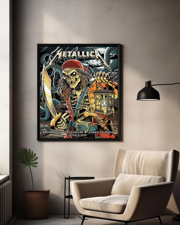 Metallica Pirate Skull Poster Canvas – Raymond James Stadium, Tampa 2025 (June 8)