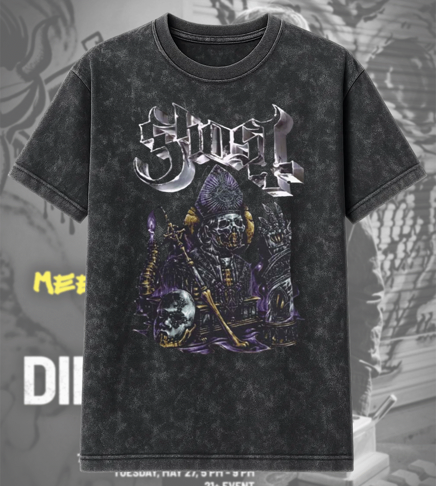 Ghost Papa V “Perpetua” Acid Wash T-Shirt & Hoodie – Limited Edition Heavy Metal Fan Merch