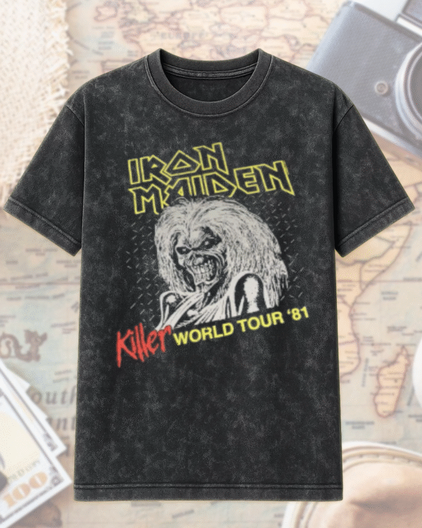 Iron Maiden Killer World Tour 1981 Tie Dye – Acid Wash T-Shirt & Hoodie (Vintage Heavy Metal Merch) - Image 2