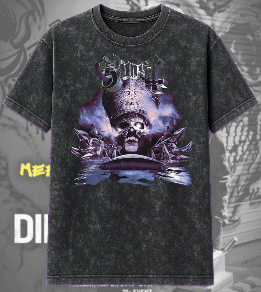 Ghost Skeletour 2025 Acid Wash T-Shirt & Hoodie – Goransson Arena, Sandviken, Sweden | May 23 Tour Artwork