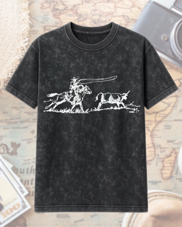 Cowboy Roping Western Acid Wash Shirt – Vintage Rodeo Graphic T-Shirt & Hoodie | Country Girl Comfort Fit - Image 2