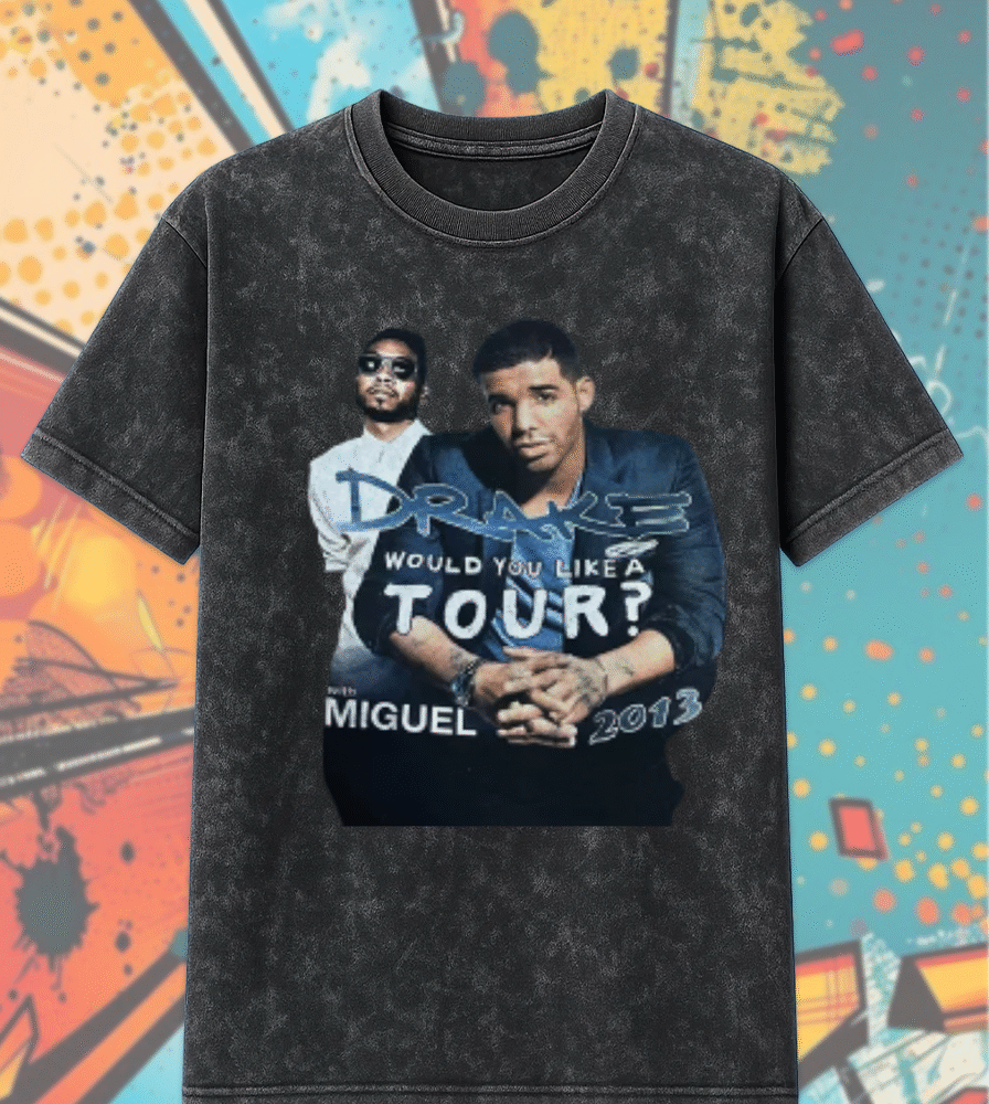 Vintage 2013 Drake Miguel “Would You Like A Tour?” Acid Wash T-Shirt / Hoodie – Hip-Hop Rap Tour Merch