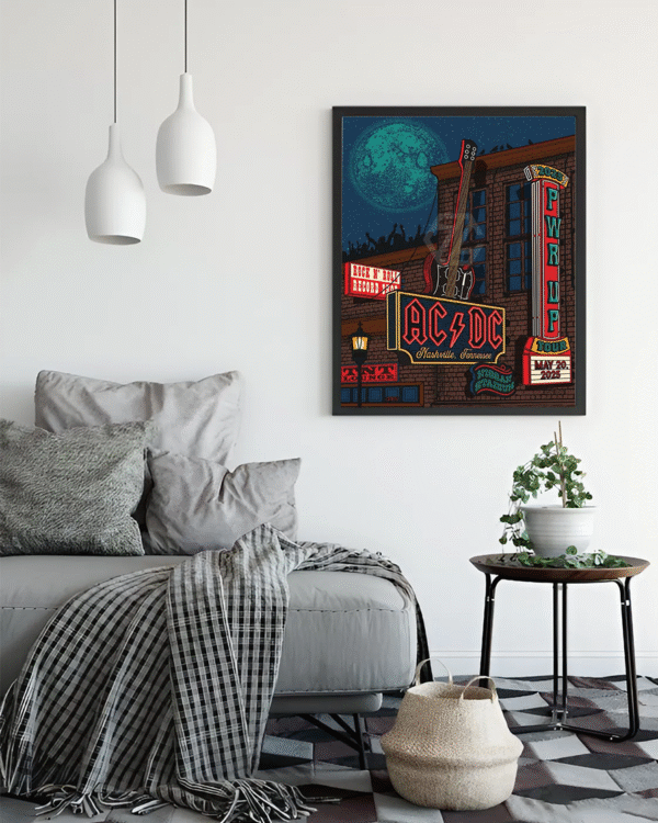 AC/DC PWR UP Nashville 2025 Poster Canvas – Dive Bar Pop-Up & Nissan Stadium Concert May 20 – Home Decor Wall Art - Image 3