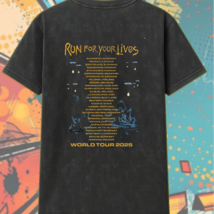 Iron Maiden 2025 Acid Wash Shirt or Hoodie – Run For Your Lives Tour w/ Clairvoyant Eddie Two-Sided Print
