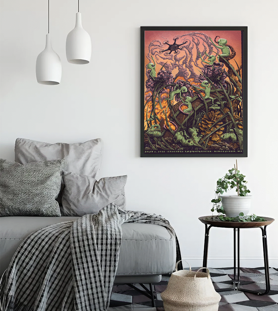 Cascades Amphitheater June 6 2025 Alien Poster – Psychedelic Concert Canvas Print, Ridgefield WA Merch Booth Exclusive