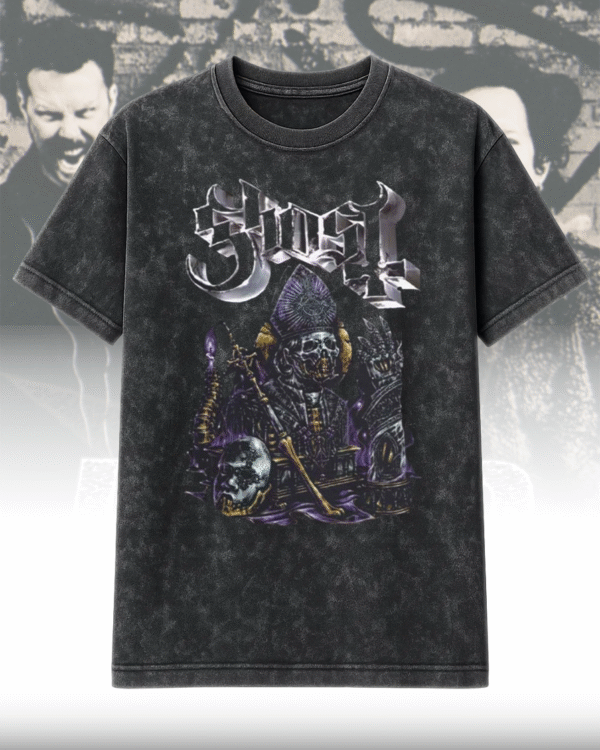 Ghost Papa V “Perpetua” Acid Wash T-Shirt & Hoodie – Limited Edition Heavy Metal Fan Merch - Image 2