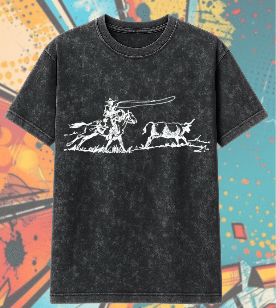 Cowboy Roping Western Acid Wash Shirt – Vintage Rodeo Graphic T-Shirt & Hoodie | Country Girl Comfort Fit