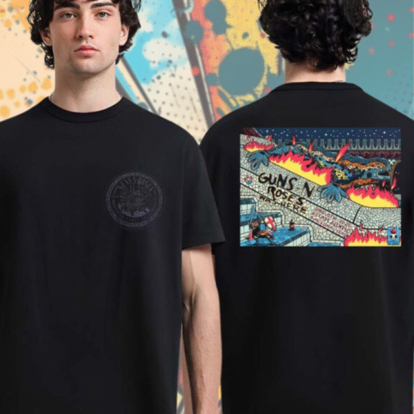 Guns N’ Roses “Was Here” Barcelona Spain 2025 Concert Shirt – Double-Sided Tour Tee