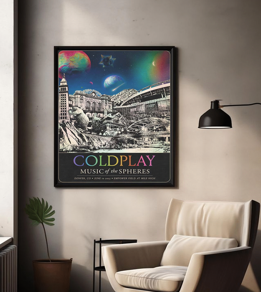 Coldplay Denver 2025 Poster – Music of the Spheres Tour Canvas Print | Empower Field at Mile High