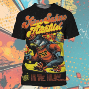 Feine Sahne Fischfilet Tour 2025 Shirt – Angry Falcon All Over Print Tee | Wir Kommen in Frieden