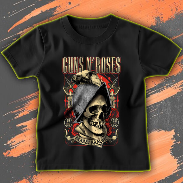 Guns N' Roses 2025 World Tour T-Shirt – Hradec Králové Concert – Skull Helmet Poster Art – June 15 Live Show Tee