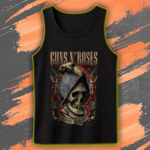Guns N' Roses Hradec Králové 2025 Tank Top – June 15 Concert Shirt – Vintage Skull Helmet Graphic