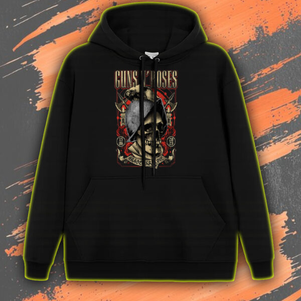 Guns N' Roses Hradec Králové Hoodie – 2025 World Tour – Gothic Skull Poster Art – June 15 Concert Drop