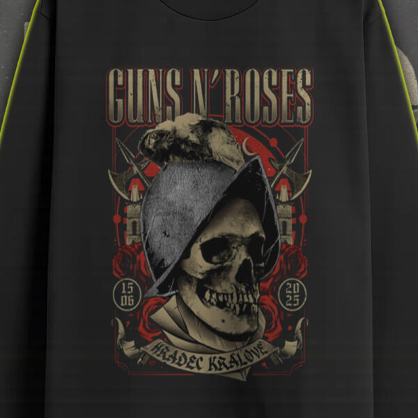 Guns N' Roses Long Sleeve Shirt – Hradec Králové 2025 Tour Date – June 15 Live Concert Skull Design - Image 3