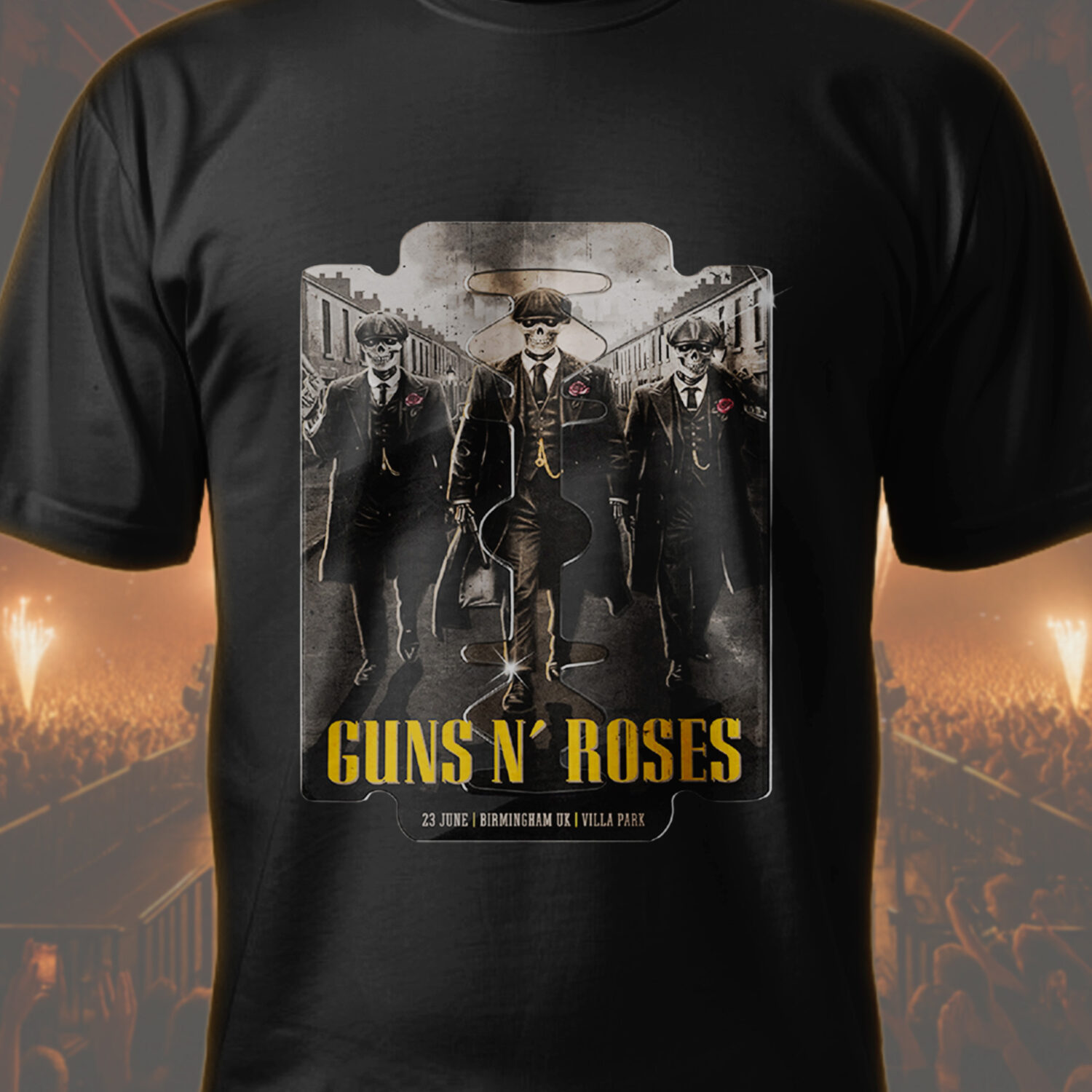Guns N’ Roses UK Tour 2025 – Villa Park Skeleton Mob T-Shirt by SkullHaus - Image 2