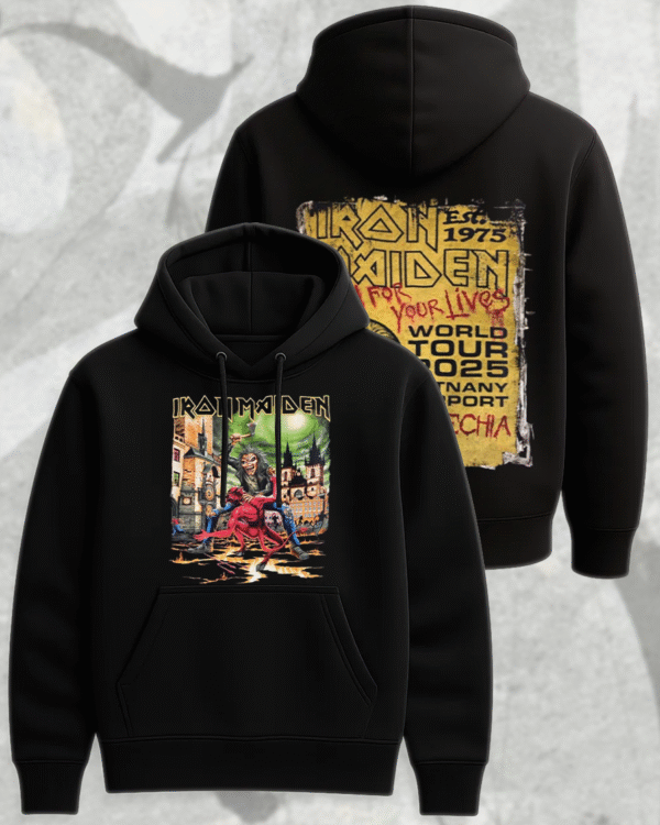 Iron Maiden Run For Your Lives World Tour 2025 – Prague May 31 Venue Tee – Two-Sided Eddie vs Devil Shirt, Hoodie, Long Sleeve, Tank Top - Image 4