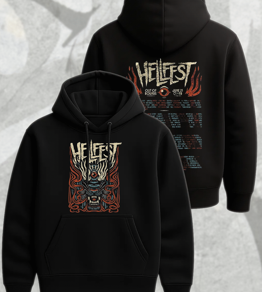 Hellfest 2025 Savage Tiger Shirt or Hoodie – Clisson France June 19–22 Lineup Two-Sided Tour Merch