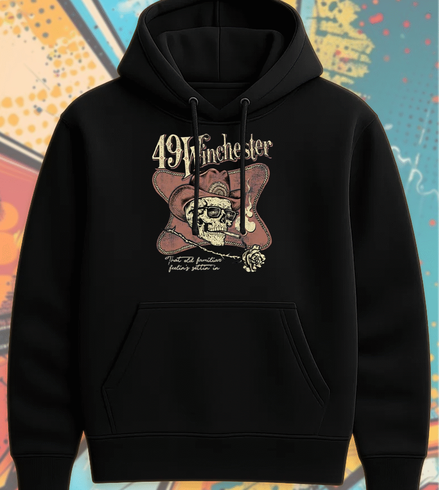 49 Winchester Tulsa 2025 Skull & Rose Tour Shirt or Hoodie – That Old Familiar Feelin’s Settin’ In