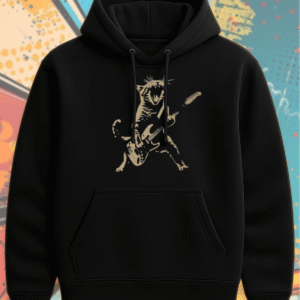 Rock Cat Playing Guitar Shirt – Funny Guitar Cat Tee, Hoodie, Tank Top, Sweatshirt, Long Sleeve | Cat Mom & Dad Gift