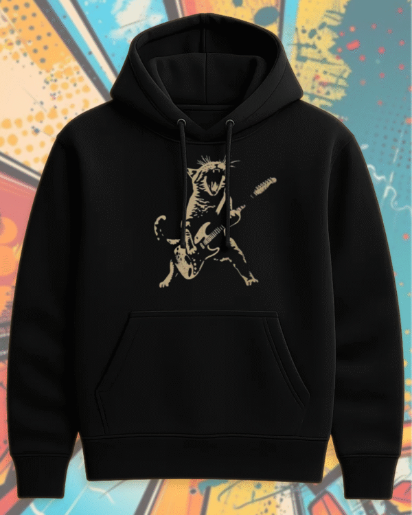 Rock Cat Playing Guitar Shirt – Funny Guitar Cat Tee, Hoodie, Tank Top, Sweatshirt, Long Sleeve | Cat Mom & Dad Gift