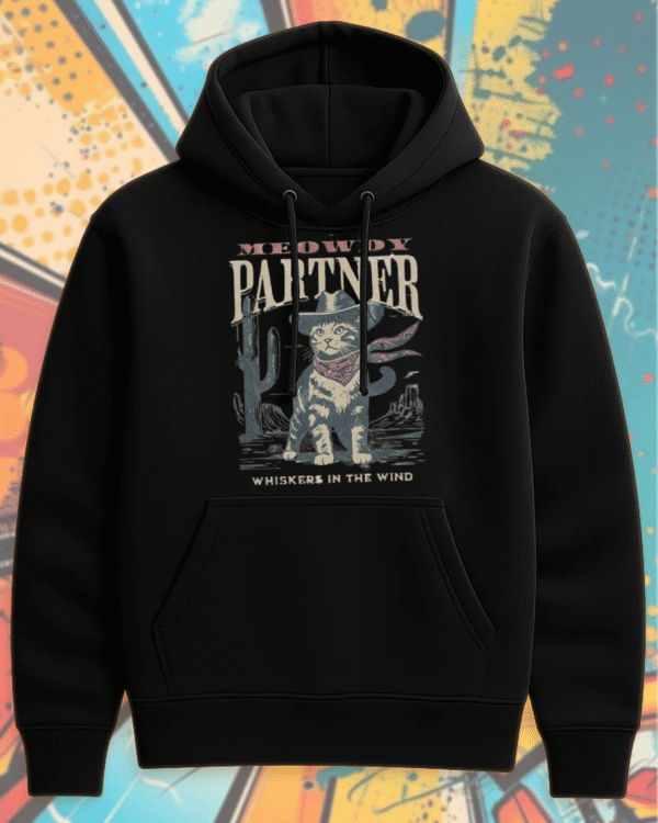 Meowdy Partner Cowboy Cat Hoodie – Funny Western Cat Shirt, Vintage Cowgirl Sweatshirt, Cute Cat Lover Gift