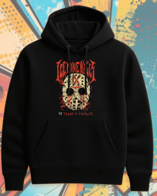 Ice Nine Kills x Jason Voorhees Hoodie – 45 Years of Fear at Crystal Lake | Friday the 13th Horror Tribute
