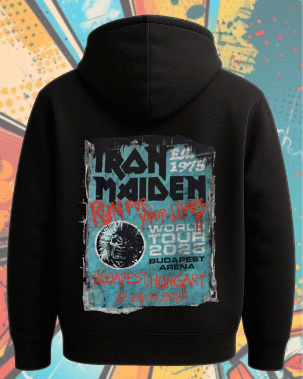 Iron Maiden Run For Your Lives World Tour 2025 Budapest T-Shirt, Hoodie, Long Sleeve, Sweatshirt & Tank Top – Two-Sided Merch (May 27–28 | Budapest Arena) - Image 6