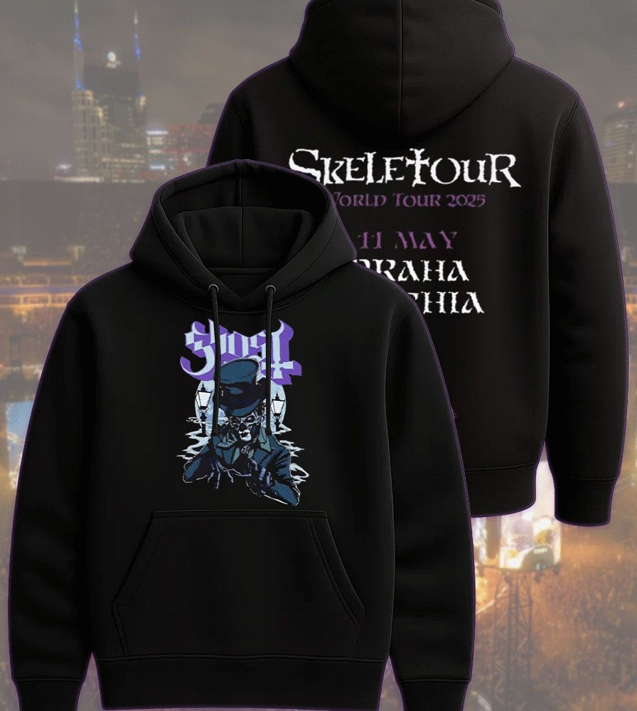 Ghost Skeletour World Tour 2025 – Two-Sided T-Shirt, Hoodie, Sweatshirt, Long Sleeve, Tank Top | Praha Czechia May 11 Exclusive Pop-Up Shop