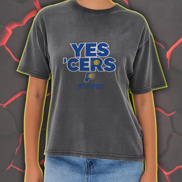 Indiana Pacers 2025 NBA Playoffs Acid Wash T-Shirt – Yes ’Cers Collection at Gainbridge Fieldhouse Indianapolis IN - Image 4