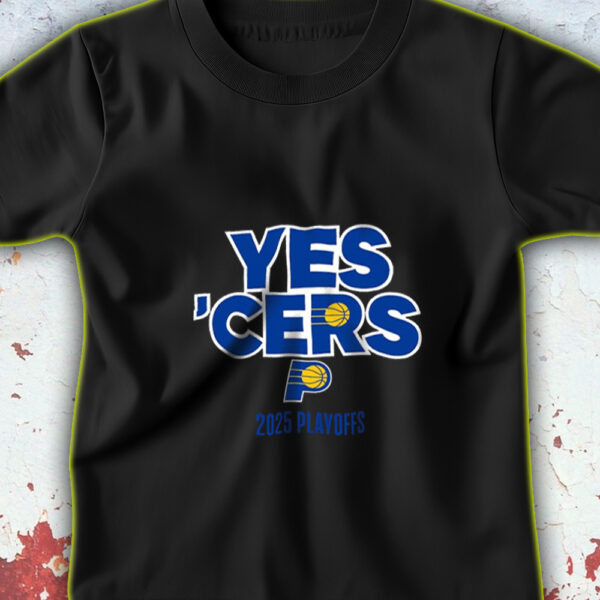 Indiana Pacers 2025 Yes ’Cers Playoff T-Shirt – NBA Playoffs at Gainbridge Fieldhouse Indianapolis IN - Image 2