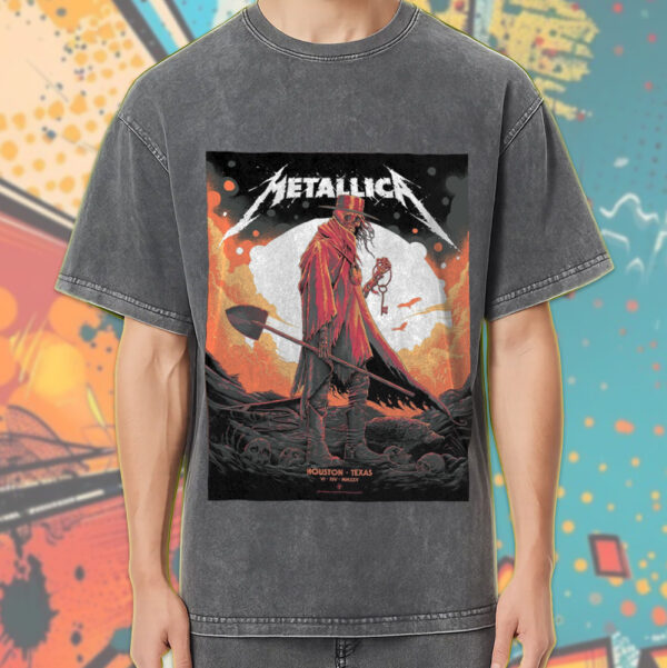 Metallica Acid Wash Tee – M72 World Tour 2025 – Houston, Texas – Skeleton Reaper Design – June 14 – Concert Art - Image 5