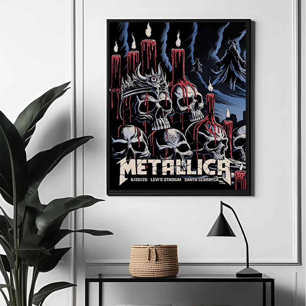 Metallica Blood & Bone Skull Poster – Tonight in Santa Clara 2025 at Levi’s Stadium CA Art Drop