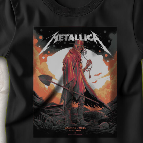 Metallica Concert Tour T-Shirt – M72 World Tour – June 14, 2025 – Houston, Texas – NRG Stadium – Grim Reaper Key Art - Image 3