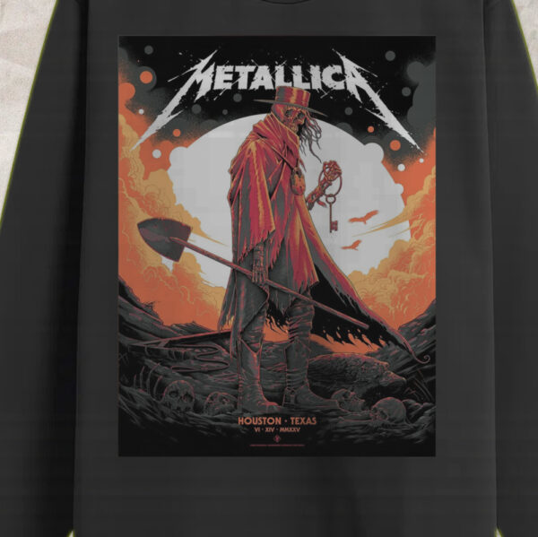 Metallica Houston Concert Long Sleeve Shirt – M72 Tour – June 14, 2025 – Grim Skeleton Cowboy Design – NRG Stadium - Image 3