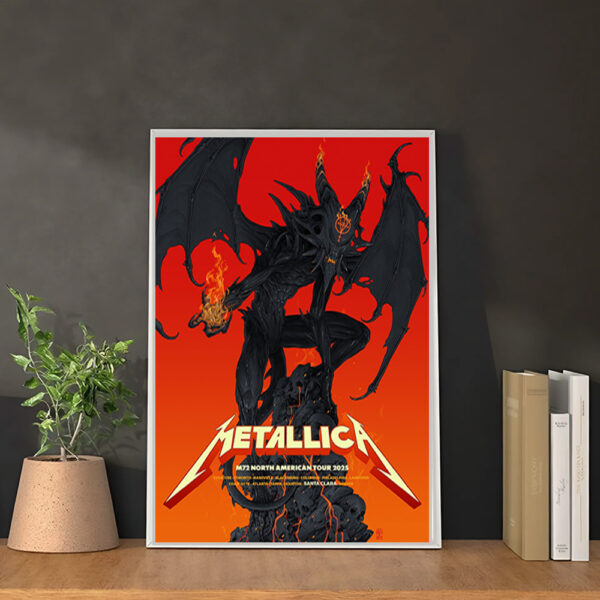 Metallica M72 North American Tour 2025 Fire Demon Poster & Canvas – Santa Clara Skull Mountain Wall Art - Image 3