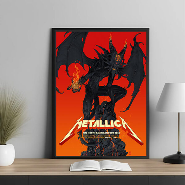 Metallica M72 North American Tour 2025 Fire Demon Poster & Canvas – Santa Clara Skull Mountain Wall Art - Image 2
