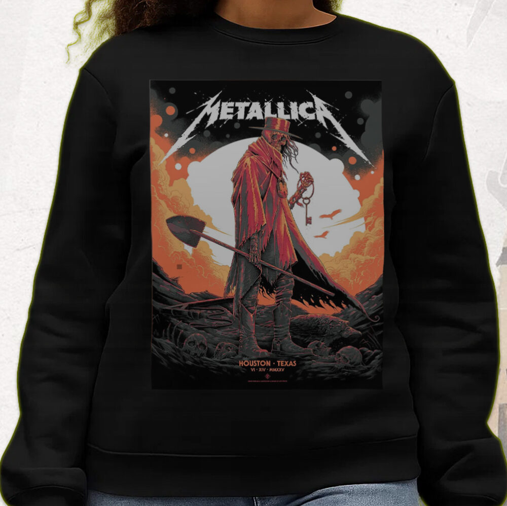 Metallica M72 Tour Sweatshirt – June 14, 2025 – Houston Show – Grim Reaper Poster Print – NRG Stadium - Image 4