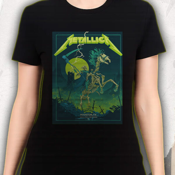Metallica M72 Tour T-Shirt – June 14, 2025 – Houston, TX – NRG Stadium – Skeleton Horseman Art – Official Concert Merch - Image 4